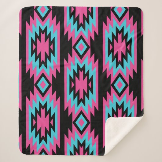 Couverture Sherpa Ethnic American Indian : Motifs aztèques. (Devant)