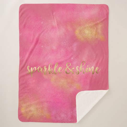 Couverture Sherpa Étincelle et éclat roses étincelants d'or (Devant)