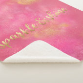 Couverture Sherpa Étincelle et éclat roses étincelants d'or (3/4)