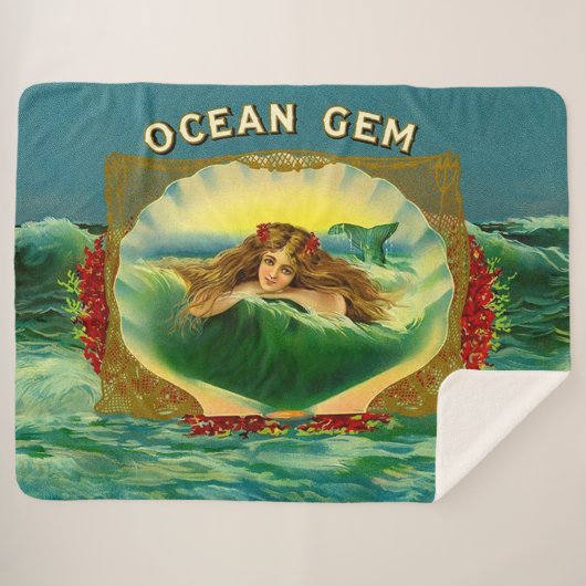 Couverture Sherpa étiquette de cigare sirène Ocean Gem impression (Devant (Horizontal))