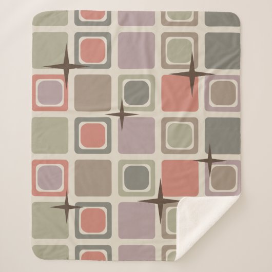 Couverture Sherpa Étoiles Carrés modernes du milieu du siècle Multic (Devant)