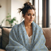 Couverture Sherpa Étoiles d'or bleu personnalisées