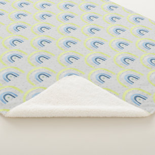 Couverture Sherpa Etoiles jaunes et bleues et arcs-en-ciel Baby Boy
