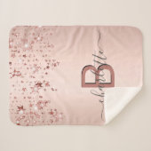 Couverture Sherpa étoiles rose or blush monogramme nom élégant (Devant (Horizontal))