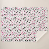 Couverture Sherpa Étoiles Roses Argent Noires (Devant (Horizontal))