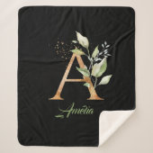 Couverture Sherpa eucalyptus, fausse feuille d'or parties scintillan (Devant)