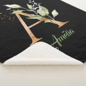 Couverture Sherpa eucalyptus, fausse feuille d'or parties scintillan (3/4)