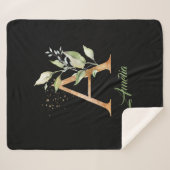 Couverture Sherpa eucalyptus, fausse feuille d'or parties scintillan (Devant (Horizontal))