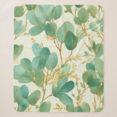 Couverture Sherpa Eucalyptus Feuille Green et Gold Design (Devant)