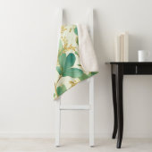 Couverture Sherpa Eucalyptus Feuille Green et Gold Design (En situation)
