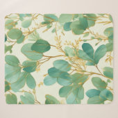 Couverture Sherpa Eucalyptus Feuille Green et Gold Design (Devant (Horizontal))