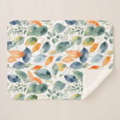 Couverture Sherpa Eucalyptus Plante Vert Orange 350 Aquarelle (Devant (Horizontal))