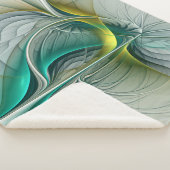 Couverture Sherpa Évolution fractale, Art Abstrait Turquoise d'or (3/4)