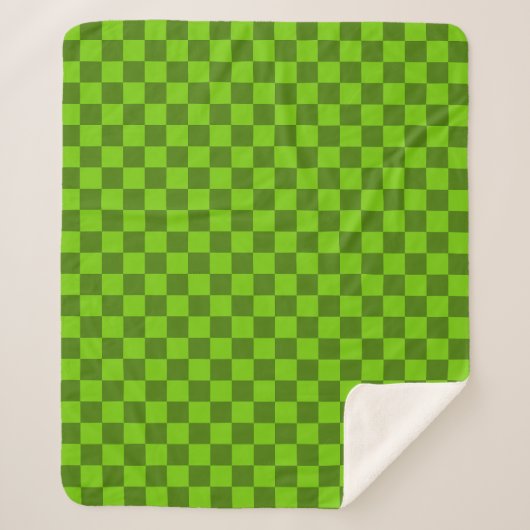 Couverture Sherpa Explorez l'élégance du motif damier vert (Devant)