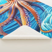 Couverture Sherpa Expressionnisme majestueux Octopus Blue Ocean Wave (3/4)