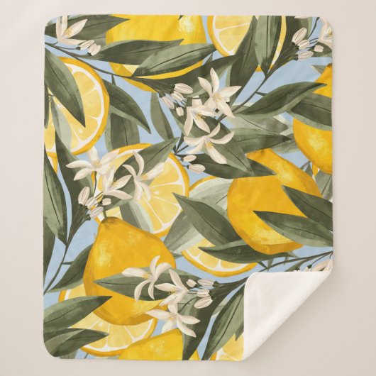 Couverture Sherpa Exquis motif aux fruits jaunes bergamot, cit (Devant)