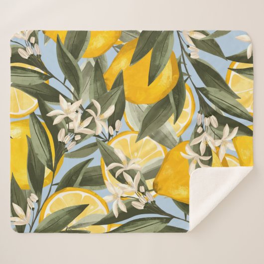 Couverture Sherpa Exquis motif aux fruits jaunes bergamot, cit (Devant (Horizontal))