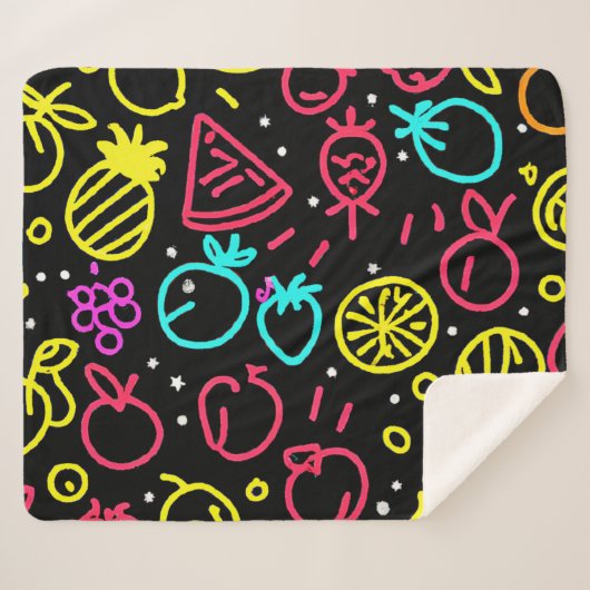 Couverture Sherpa Extravagance de fruits de néon (Devant (Horizontal))