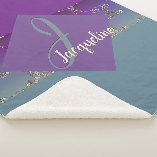 Couverture Sherpa Fabergè Monogramme bleu violet brillant (3/4)