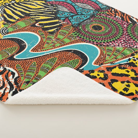Couverture Sherpa Fabric africain : Patchwork d'animaux sauvages. (3/4)
