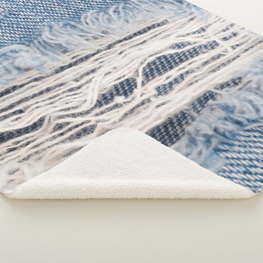 Couverture Sherpa Faded jeans bleus déchirés, Textures déchiré jeans (3/4)