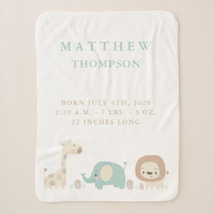 Couverture Sherpa Faire-part de naissance Jungle Safari Animaux