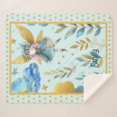 Couverture Sherpa Fairy Birthday Turquoise Gold Rose Princess Fairyt (Devant (Horizontal))