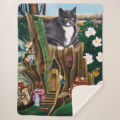 Couverture Sherpa Fairy House Garden Chat (Devant)