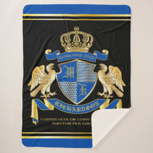 Couverture Sherpa Faites votre propre armoiries Emblème d'aigle ble