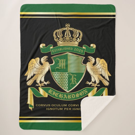 Couverture Sherpa Faites votre propre blason Green Gold Eagle Emblem (Devant)