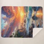 Couverture Sherpa Falaises de coucher de soleil tropical – Paradis c (Devant (Horizontal))