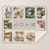 Couverture Sherpa Famille 10 Photo Collage Taupe Beige (Devant (Horizontal))