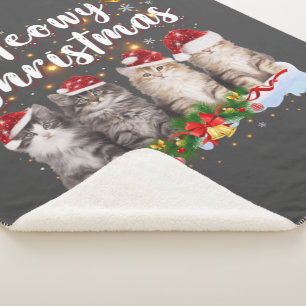 Couverture Sherpa Famille Cat Meowy Correspondant Pajamas de Noël Pè