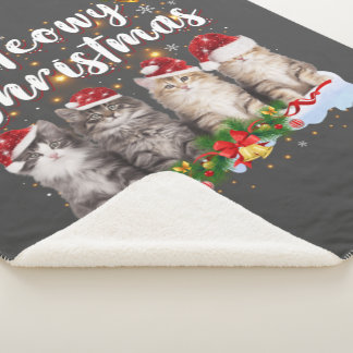 Couverture Sherpa Famille Cat Meowy Correspondant Pajamas de Noël Pè