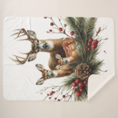 Couverture Sherpa Famille de cerfs (Devant (Horizontal))