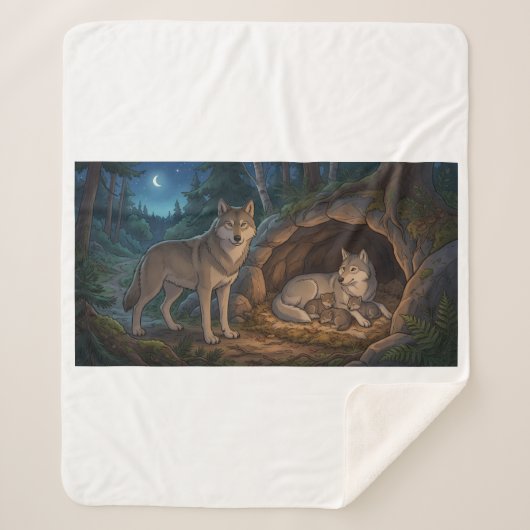 Couverture Sherpa Famille de loups (Devant)