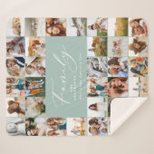 Couverture Sherpa Famille de script bleu multi-photo moderne (Devant (Horizontal))