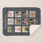 Couverture Sherpa Famille Enfants Multi 12 Photo Collage Gris (Devant (Horizontal))