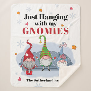 Couverture Sherpa Famille Gnomes de Noël personnalisés