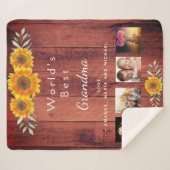 Couverture Sherpa Famille grand-mère photo collage rustique brun (Devant (Horizontal))