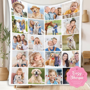 Couverture Sherpa Famille Mignonne Personnalisée 20 Photos Collage S