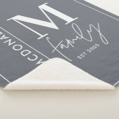 Couverture Sherpa Famille monogramme moderne marine gris élégant élé (3/4)
