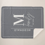 Couverture Sherpa Famille monogramme moderne marine gris élégant élé (Devant (Horizontal))