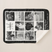 Couverture Sherpa Famille Monogramme Photo Collage 11 Black White Ph (Devant (Horizontal))