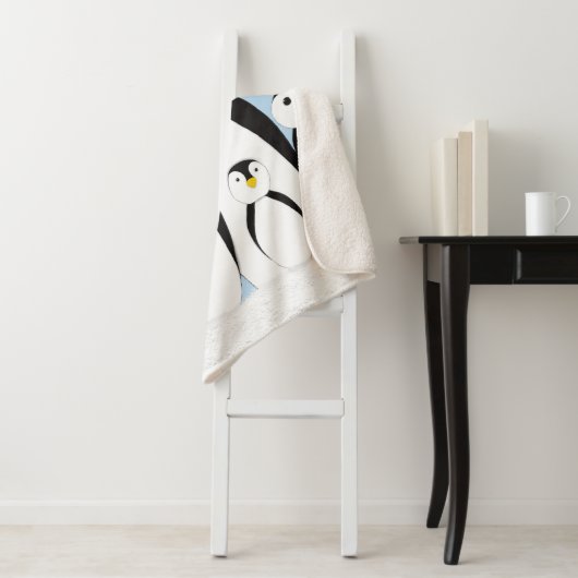 Couverture Sherpa Famille Pingouin mignonne (En situation)