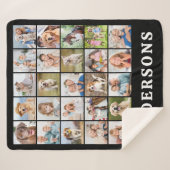 Couverture Sherpa Family 25 Photo Collage Personalized Name Black (Devant (Horizontal))