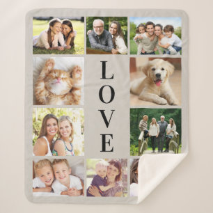 Couverture Sherpa Family Love 10 Photo Collage Taupe