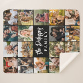 Couverture Sherpa Family Name 18 Photo Collage Modern Elegant Black (Devant (Horizontal))