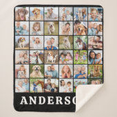 Couverture Sherpa Family Photo Collage 36 Picture Personalized Black (Devant)
