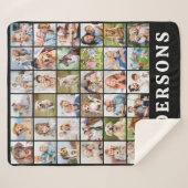 Couverture Sherpa Family Photo Collage 36 Picture Personalized Black (Devant (Horizontal))
